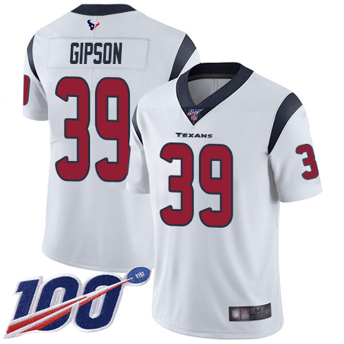 Houston Texans Limited White Men Tashaun Gipson Road Jersey NFL Football #39 100th Season Vapor Untouchable